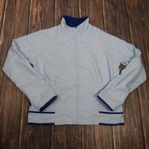 Nike Jacket Youth XL 16-18 Light Blue Full Zip Windbreaker Navy Trim Spring